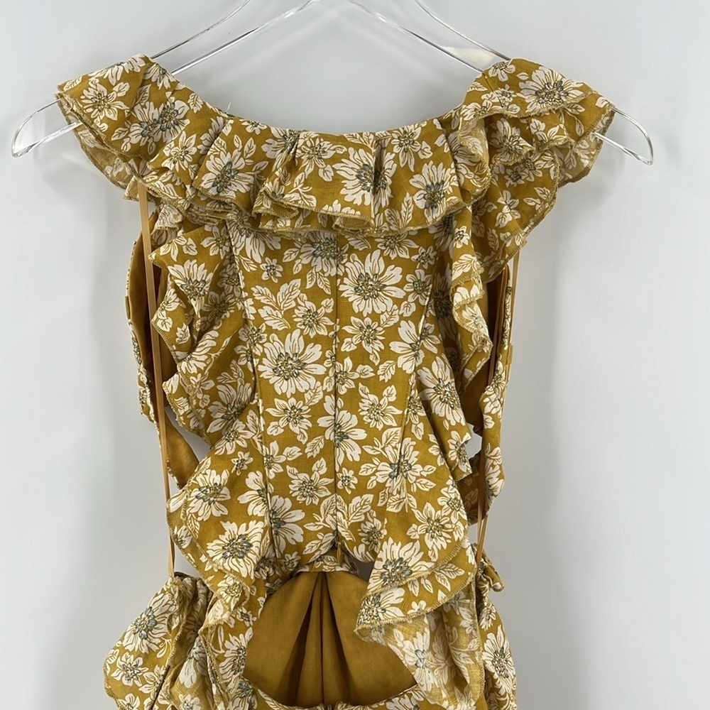 NWT Kallie Cutout Floral Ruffle Mini Dress 100% Cotton Sleeveless Medium - Picture 9 of 13